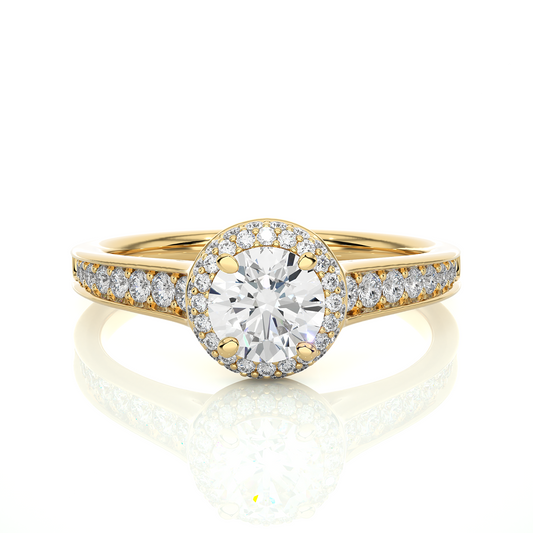 14k Solid Rose Gold Round Shape Lab Grown Diamond Accented Ring very elegant For engagement - HIGHCARAT DIAMONDS