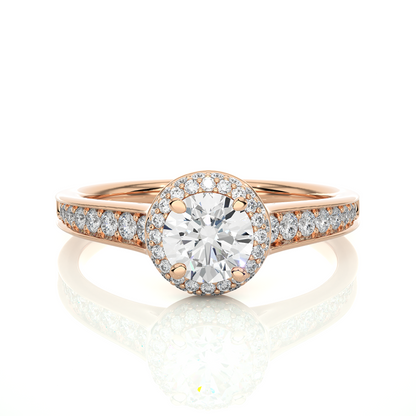 14k Solid Rose Gold Round Shape Lab Grown Diamond Accented Ring very elegant For engagement