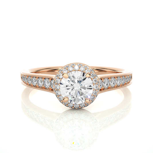 14k Solid Rose Gold Round Shape Lab Grown Diamond Accented Ring very elegant For engagement - HIGHCARAT DIAMONDS