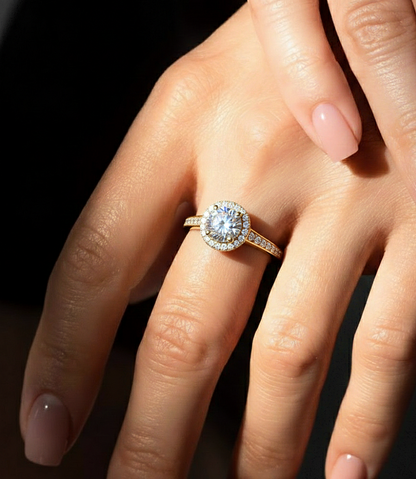 14k Solid Rose Gold Round Shape Lab Grown Diamond Accented Ring very elegant For engagement