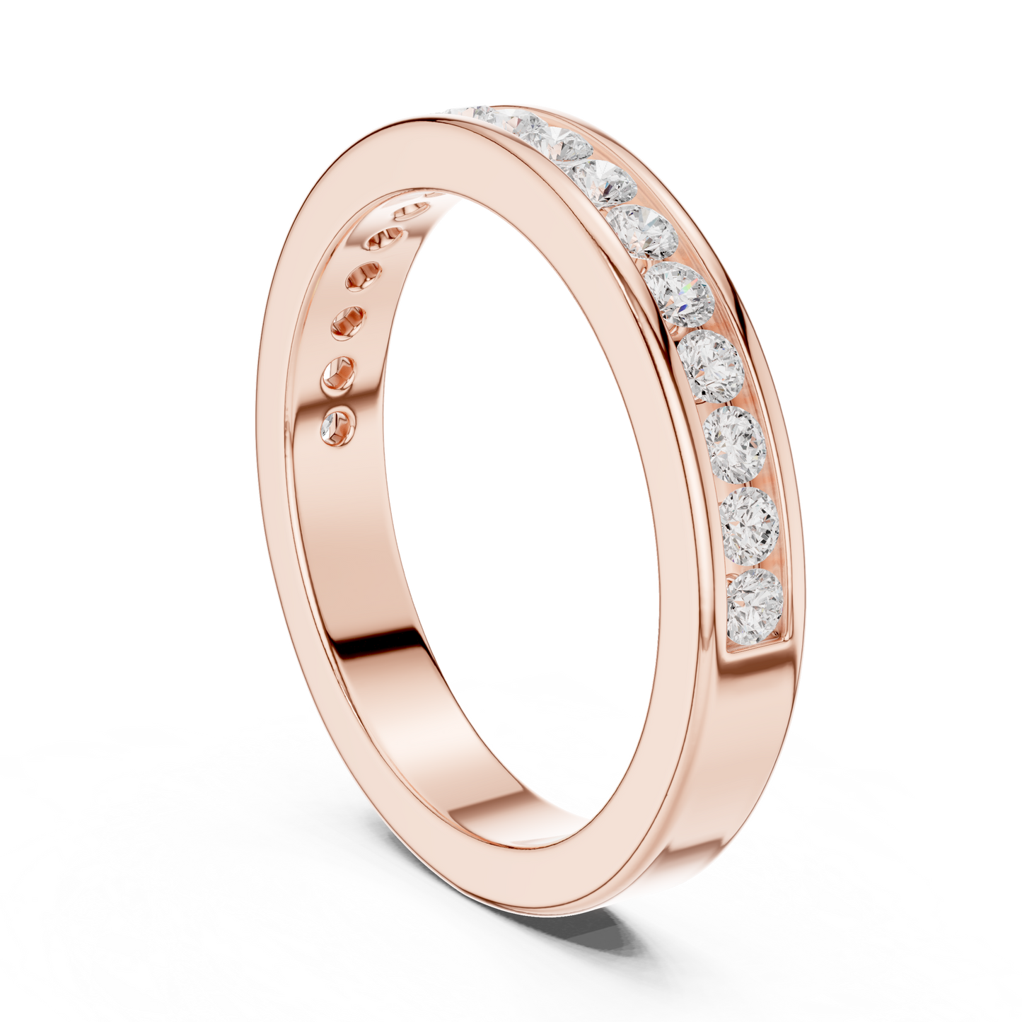 14k Solid Yellow Gold Round Cut Lab Grown Diamond Delicate Half Eternity Party Wear Band Gift For Her - HIGHCARAT DIAMONDS