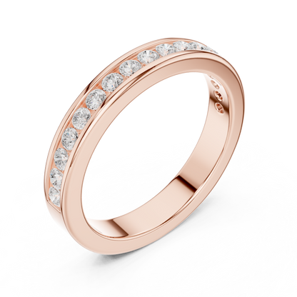 14k Solid Yellow Gold Round Cut Lab Grown Diamond Delicate Half Eternity Party Wear Band Gift For Her - HIGHCARAT DIAMONDS