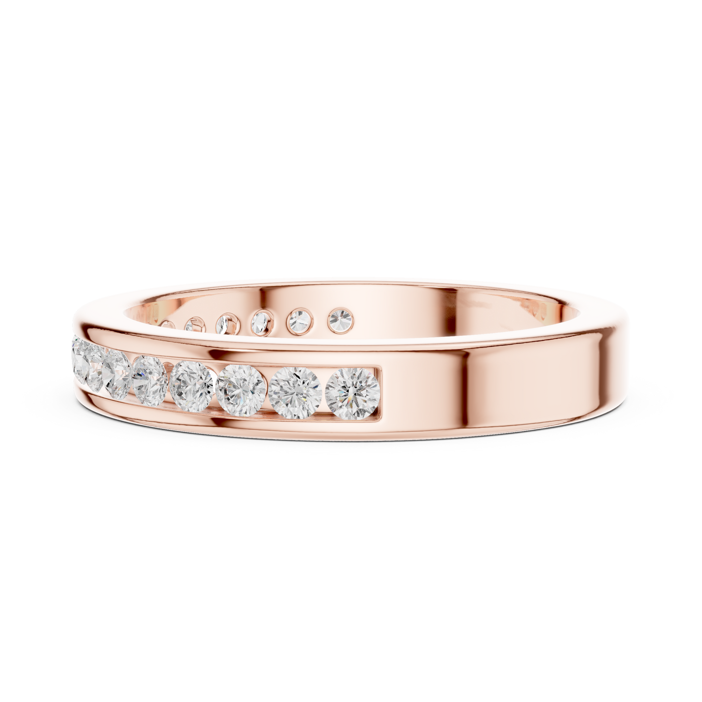 14k Solid Yellow Gold Round Cut Lab Grown Diamond Delicate Half Eternity Party Wear Band Gift For Her - HIGHCARAT DIAMONDS