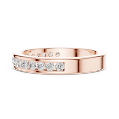 14k Solid Yellow Gold Round Cut Lab Grown Diamond Delicate Half Eternity Party Wear Band Gift For Her - HIGHCARAT DIAMONDS