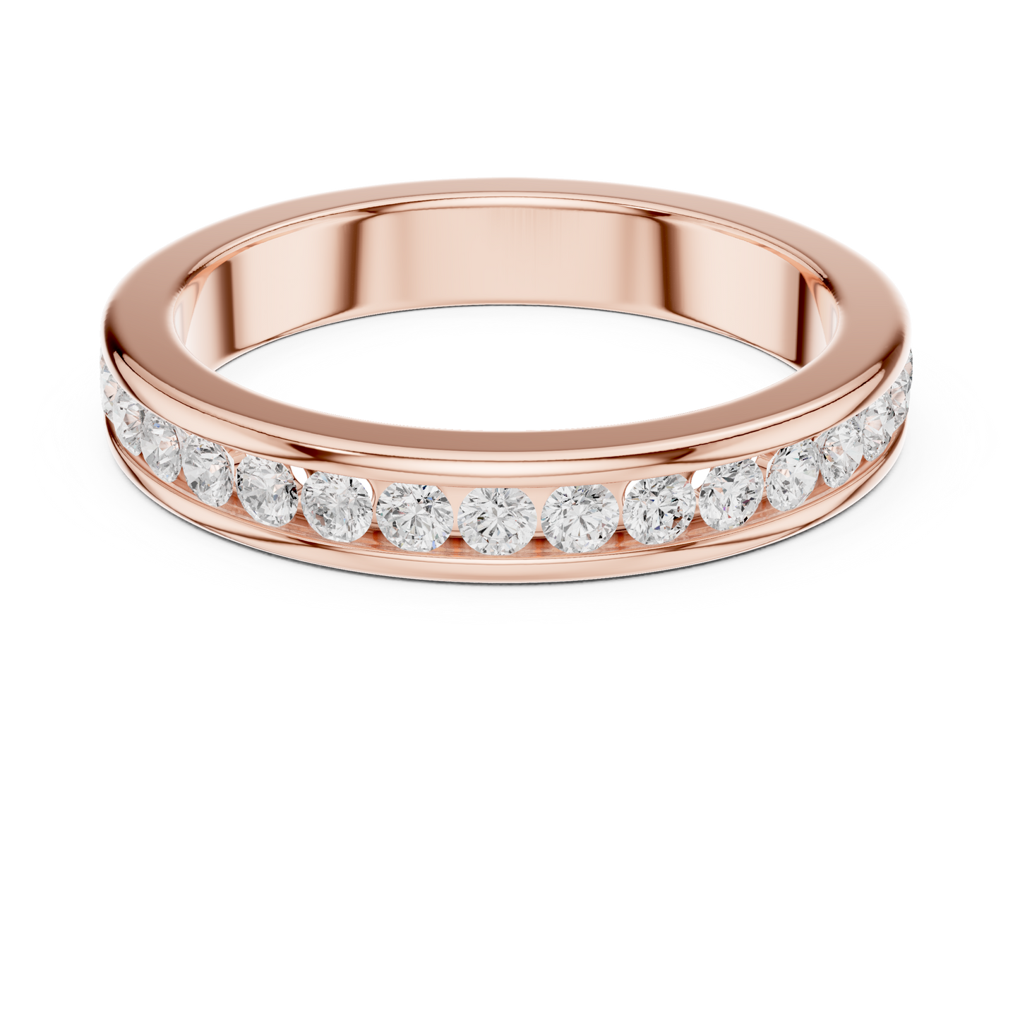14k Solid Yellow Gold Round Cut Lab Grown Diamond Delicate Half Eternity Party Wear Band Gift For Her - HIGHCARAT DIAMONDS
