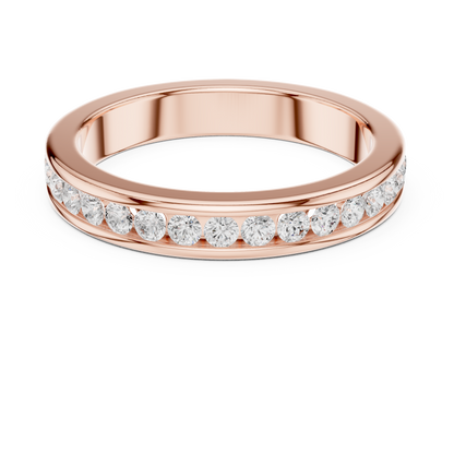 14k Solid Yellow Gold Round Cut Lab Grown Diamond Delicate Half Eternity Party Wear Band Gift For Her - HIGHCARAT DIAMONDS