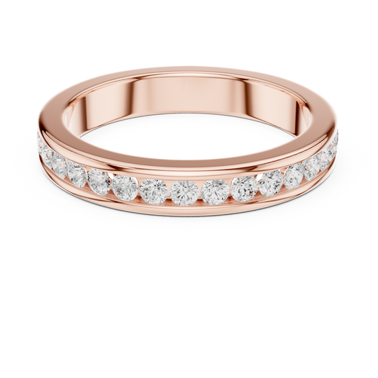 14k Solid Yellow Gold Round Cut Lab Grown Diamond Delicate Half Eternity Party Wear Band Gift For Her - HIGHCARAT DIAMONDS