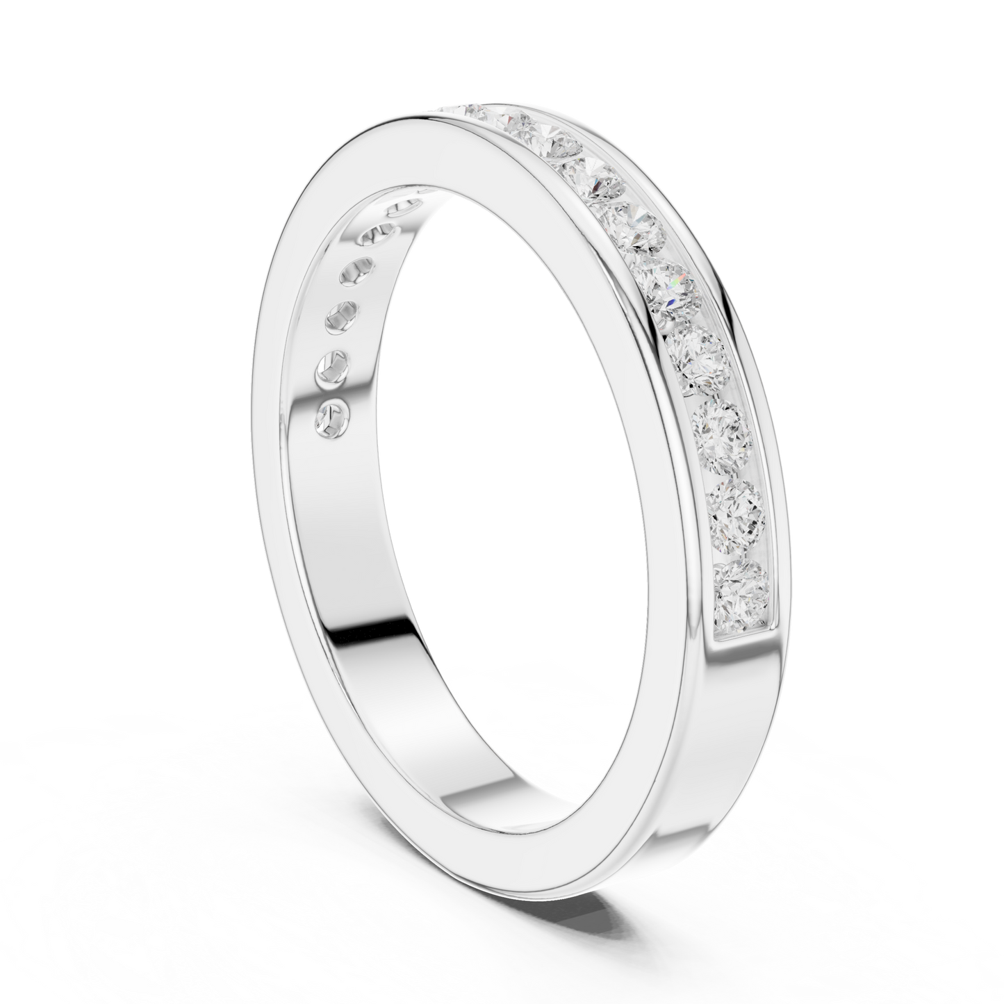 14k Solid Yellow Gold Round Cut Lab Grown Diamond Delicate Half Eternity Party Wear Band Gift For Her - HIGHCARAT DIAMONDS