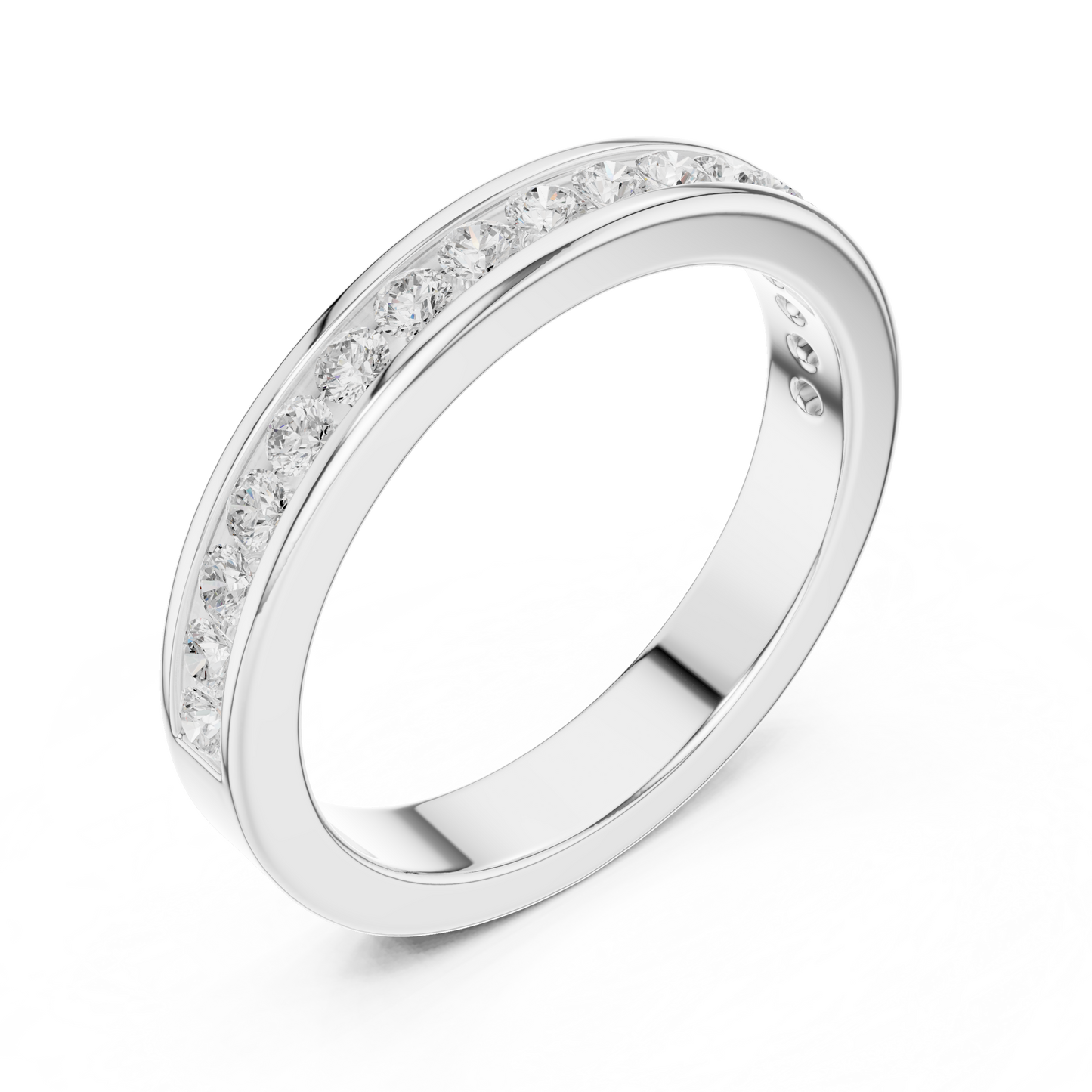 14k Solid Yellow Gold Round Cut Lab Grown Diamond Delicate Half Eternity Party Wear Band Gift For Her - HIGHCARAT DIAMONDS