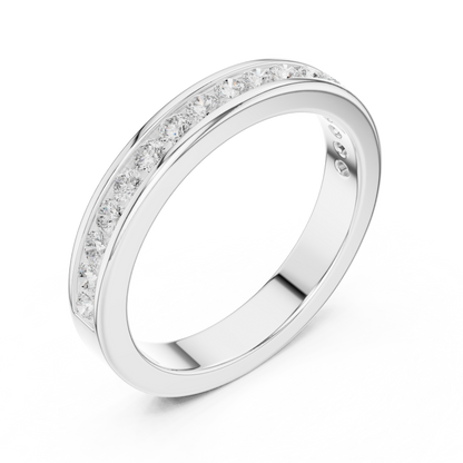 14k Solid Yellow Gold Round Cut Lab Grown Diamond Delicate Half Eternity Party Wear Band Gift For Her - HIGHCARAT DIAMONDS