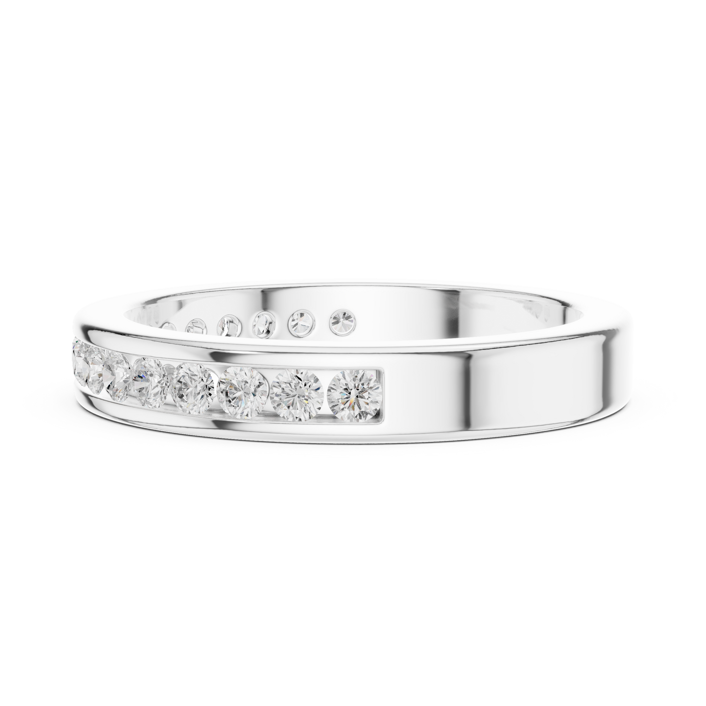 14k Solid Yellow Gold Round Cut Lab Grown Diamond Delicate Half Eternity Party Wear Band Gift For Her - HIGHCARAT DIAMONDS