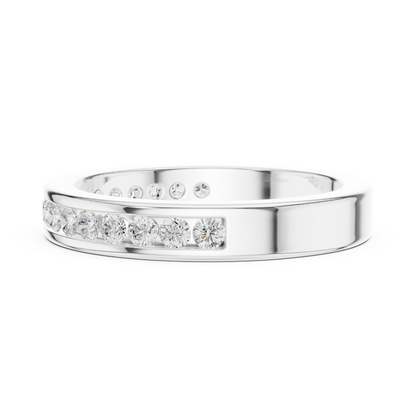 14k Solid Yellow Gold Round Cut Lab Grown Diamond Delicate Half Eternity Party Wear Band Gift For Her - HIGHCARAT DIAMONDS