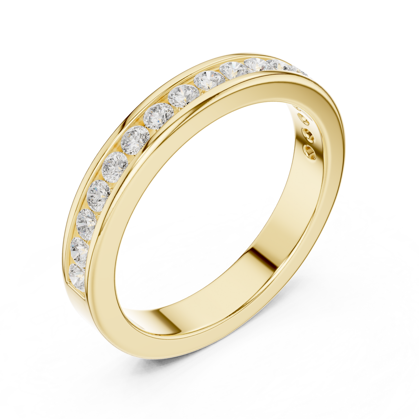 14k Solid Yellow Gold Round Cut Lab Grown Diamond Delicate Half Eternity Party Wear Band Gift For Her - HIGHCARAT DIAMONDS