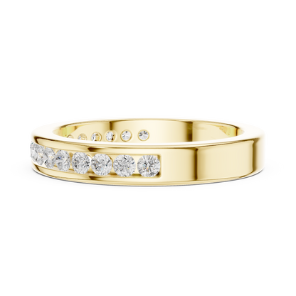 14k Solid Yellow Gold Round Cut Lab Grown Diamond Delicate Half Eternity Party Wear Band Gift For Her - HIGHCARAT DIAMONDS