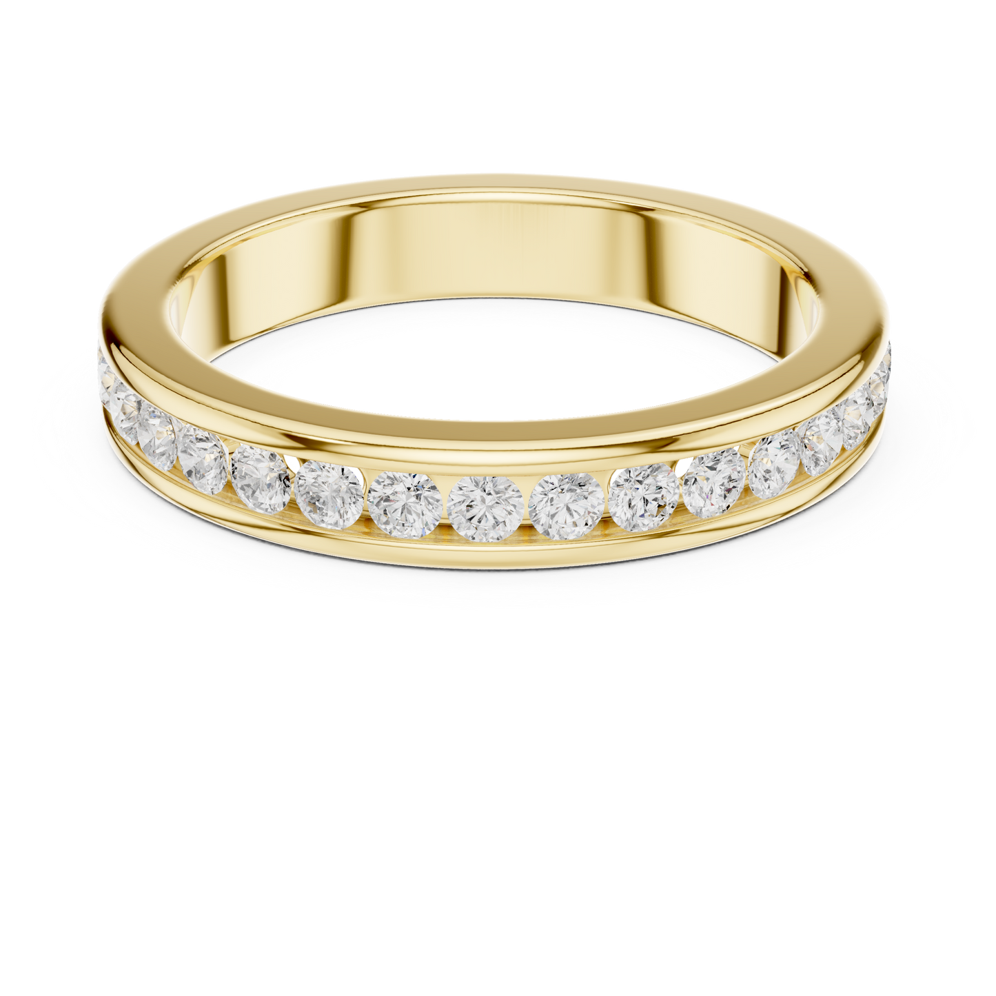 14k Solid Yellow Gold Round Cut Lab Grown Diamond Delicate Half Eternity Party Wear Band Gift For Her - HIGHCARAT DIAMONDS