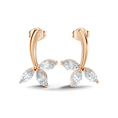 14k Solid rose Gold Marquise Shape Lab Grown Diamond Dazzling Elegance Diamond Earrings For Her