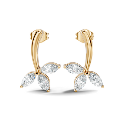 14k Solid rose Gold Marquise Shape Lab Grown Diamond Dazzling Elegance Diamond Earrings For Her