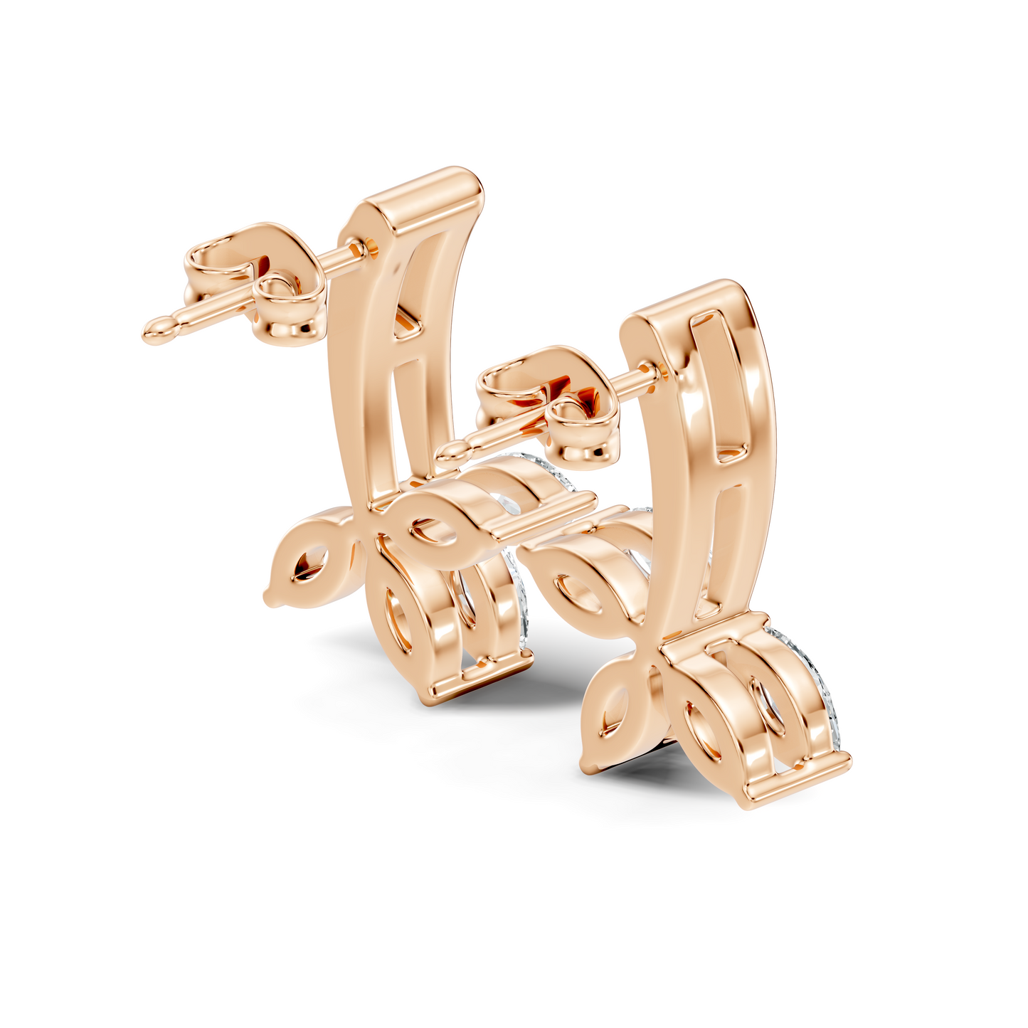 14k Solid rose Gold Marquise Shape Lab Grown Diamond Dazzling Elegance Diamond Earrings For Her