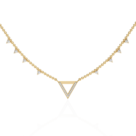 14k Solid rose Gold Triangle Shape Round Cut Natural & Lab Grown Both Diamond  Delicate  Graduation Necklace Daily Wear - HIGHCARAT DIAMONDS