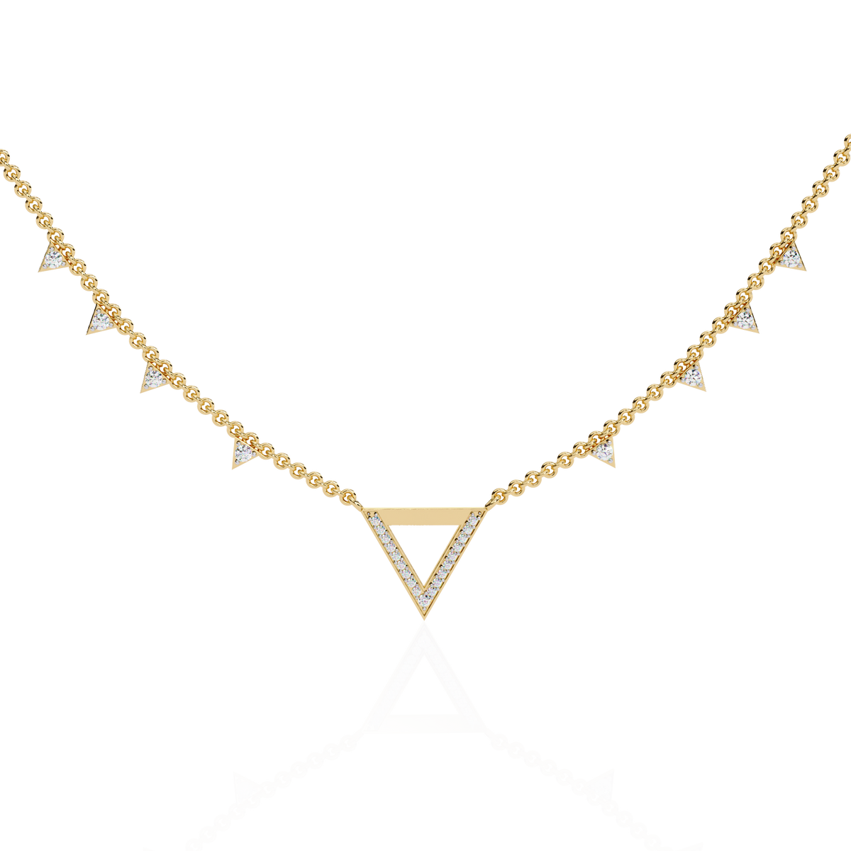 14k Solid rose Gold Triangle Shape Round Cut Natural & Lab Grown Both Diamond  Delicate  Graduation Necklace Daily Wear - HIGHCARAT DIAMONDS