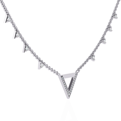 14k Solid rose Gold Triangle Shape Round Cut Natural & Lab Grown Both Diamond  Delicate  Graduation Necklace Daily Wear - HIGHCARAT DIAMONDS