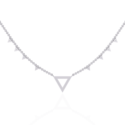 14k Solid rose Gold Triangle Shape Round Cut Natural & Lab Grown Both Diamond  Delicate  Graduation Necklace Daily Wear - HIGHCARAT DIAMONDS
