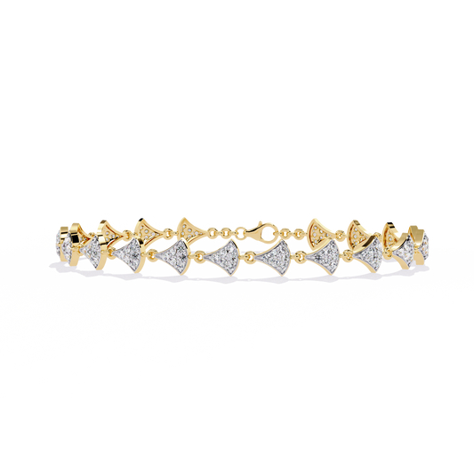 14k Yellow Gold 1.05Ct Round Cut White Colorless Lab Grown Diamond Prong Set Bridesmaid Line Dainty Bracelet For Her - HIGHCARAT DIAMONDS
