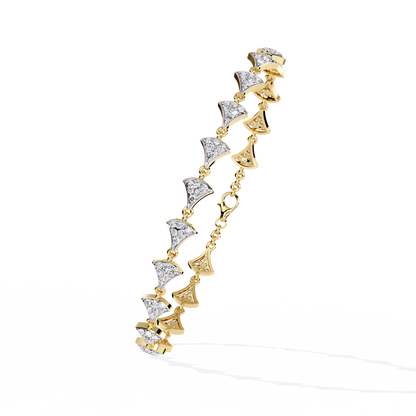 14k Yellow Gold 1.05Ct Round Cut White Colorless Lab Grown Diamond Prong Set Bridesmaid Line Dainty Bracelet For Her - HIGHCARAT DIAMONDS