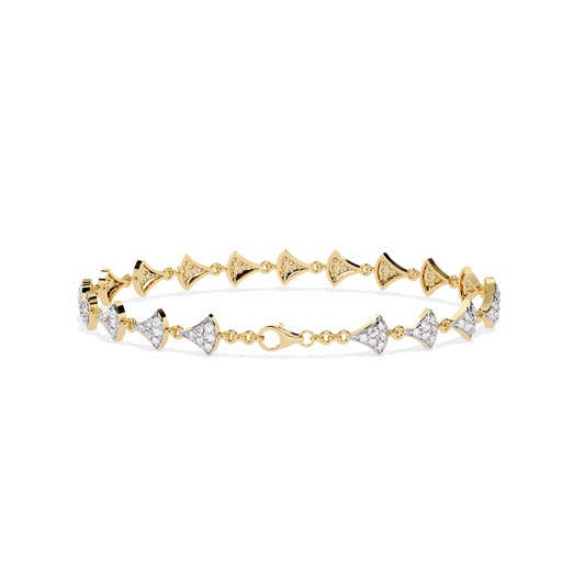 14k Yellow Gold 1.05Ct Round Cut White Colorless Lab Grown Diamond Prong Set Bridesmaid Line Dainty Bracelet For Her - HIGHCARAT DIAMONDS