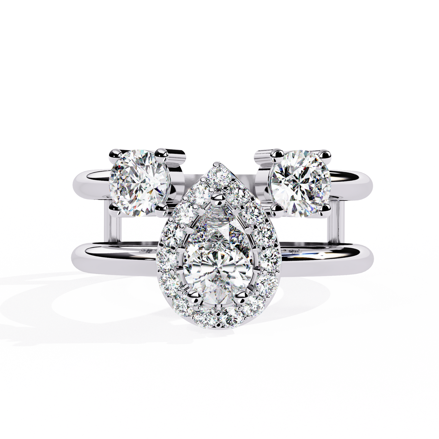 14k Yellow Gold Pear And Round Cut Lab Grown Diamond Classic Dainty Vintage Annivrasry Ring Gift For Her