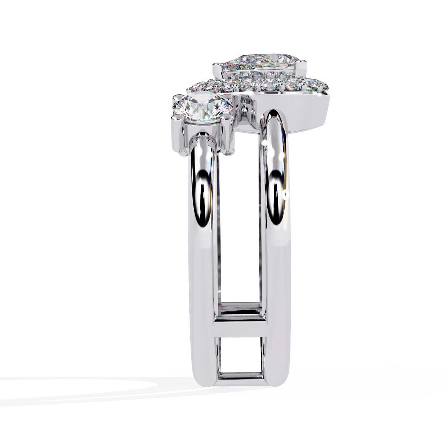 14k Yellow Gold Pear And Round Cut Lab Grown Diamond Classic Dainty Vintage Annivrasry Ring Gift For Her