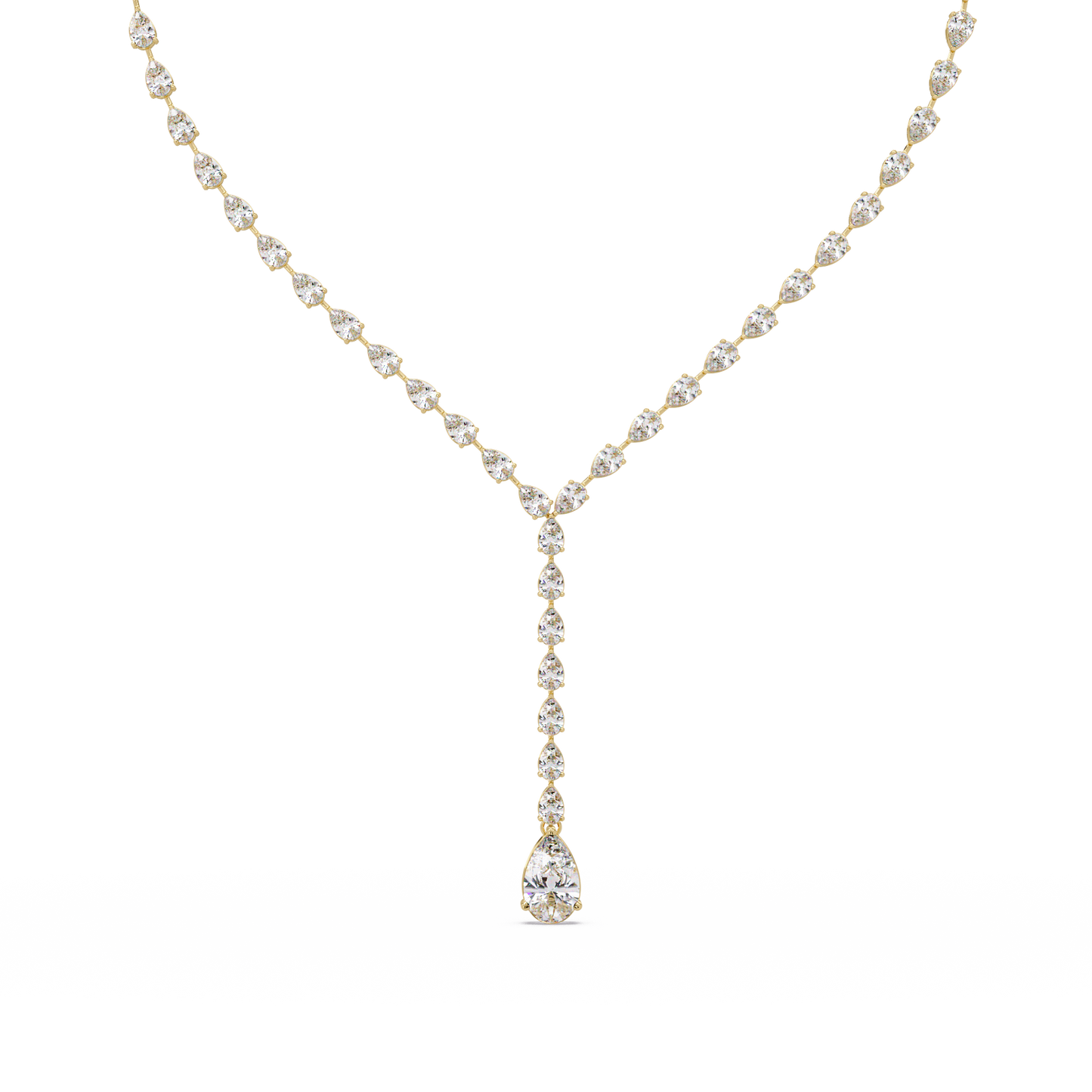 14k Yellow Gold Pear Tennis Lab Grown Diamond Necklace - HIGHCARAT DIAMONDS