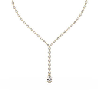 14k Yellow Gold Pear Tennis Lab Grown Diamond Necklace - HIGHCARAT DIAMONDS
