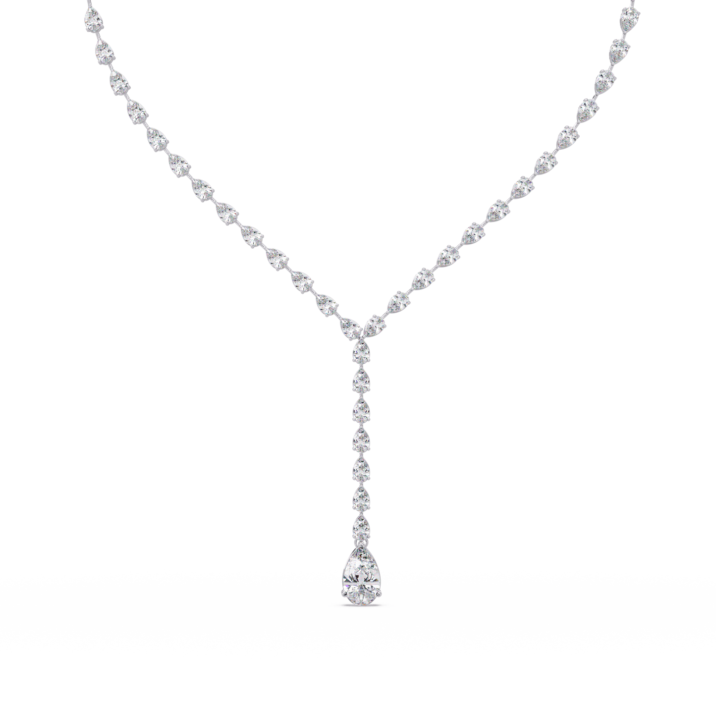 14k Yellow Gold Pear Tennis Lab Grown Diamond Necklace - HIGHCARAT DIAMONDS