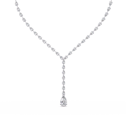 14k Yellow Gold Pear Tennis Lab Grown Diamond Necklace - HIGHCARAT DIAMONDS