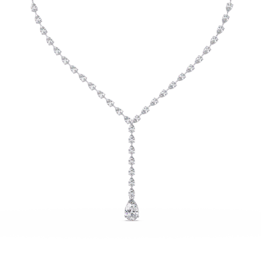 14k Yellow Gold Pear Tennis Lab Grown Diamond Necklace - HIGHCARAT DIAMONDS