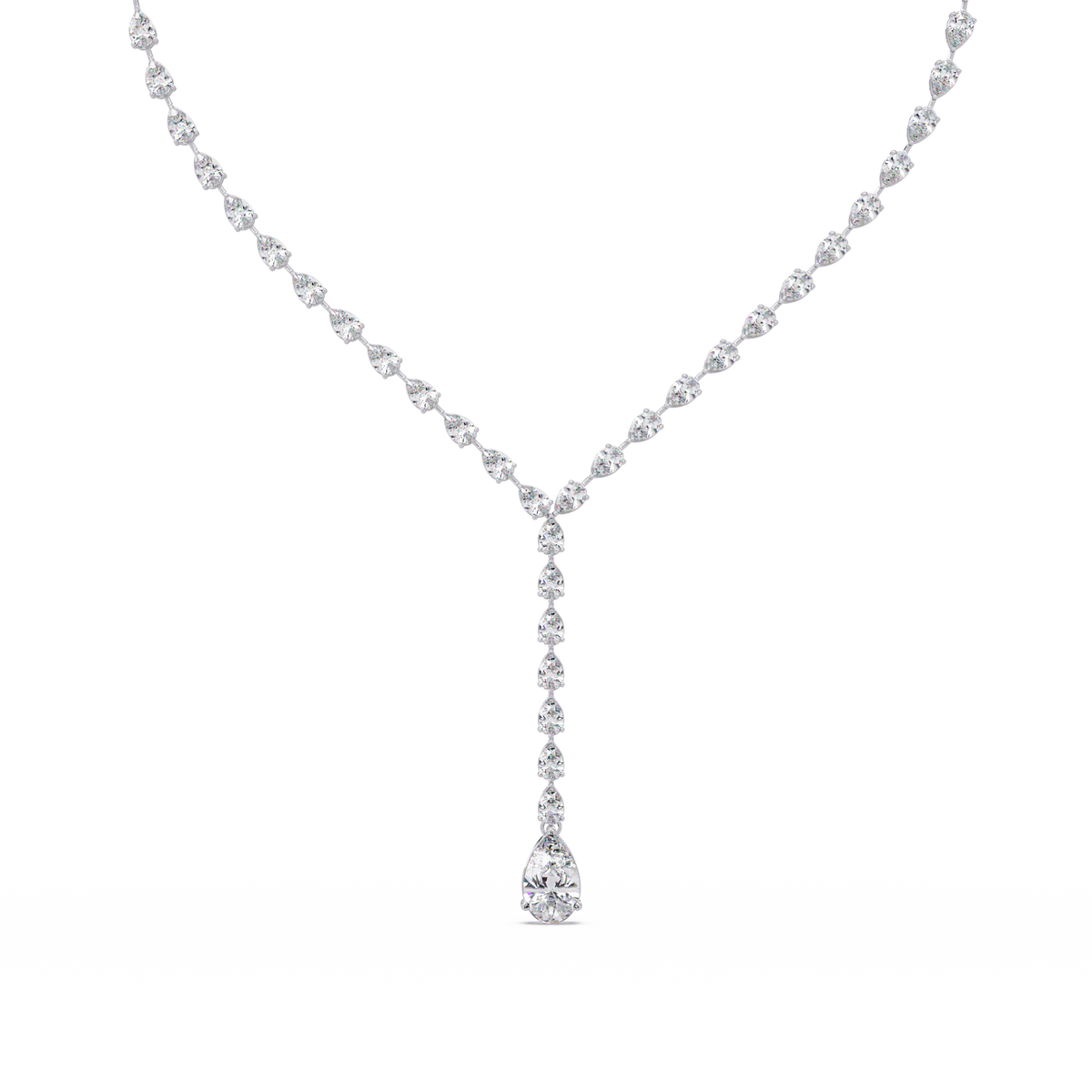 14k Yellow Gold Pear Tennis Lab Grown Diamond Necklace - HIGHCARAT DIAMONDS