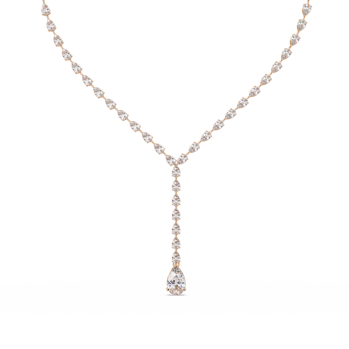 14k Yellow Gold Pear Tennis Lab Grown Diamond Necklace - HIGHCARAT DIAMONDS