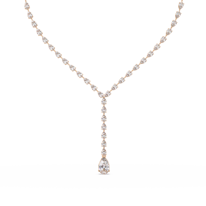 14k Yellow Gold Pear Tennis Lab Grown Diamond Necklace - HIGHCARAT DIAMONDS