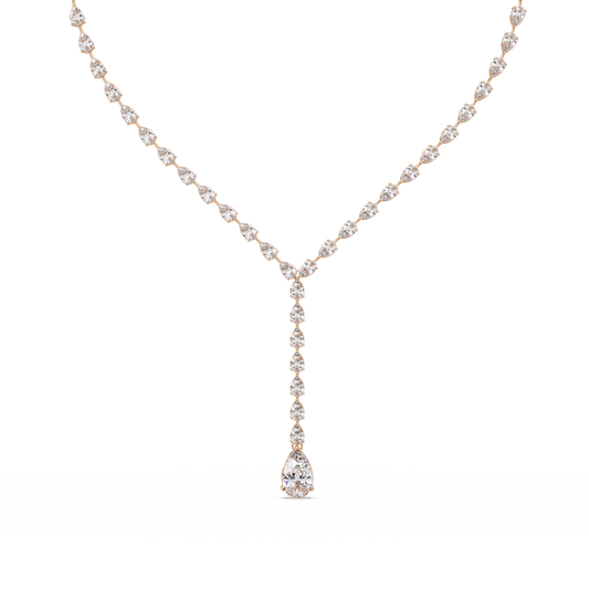 14k Yellow Gold Pear Tennis Lab Grown Diamond Necklace - HIGHCARAT DIAMONDS