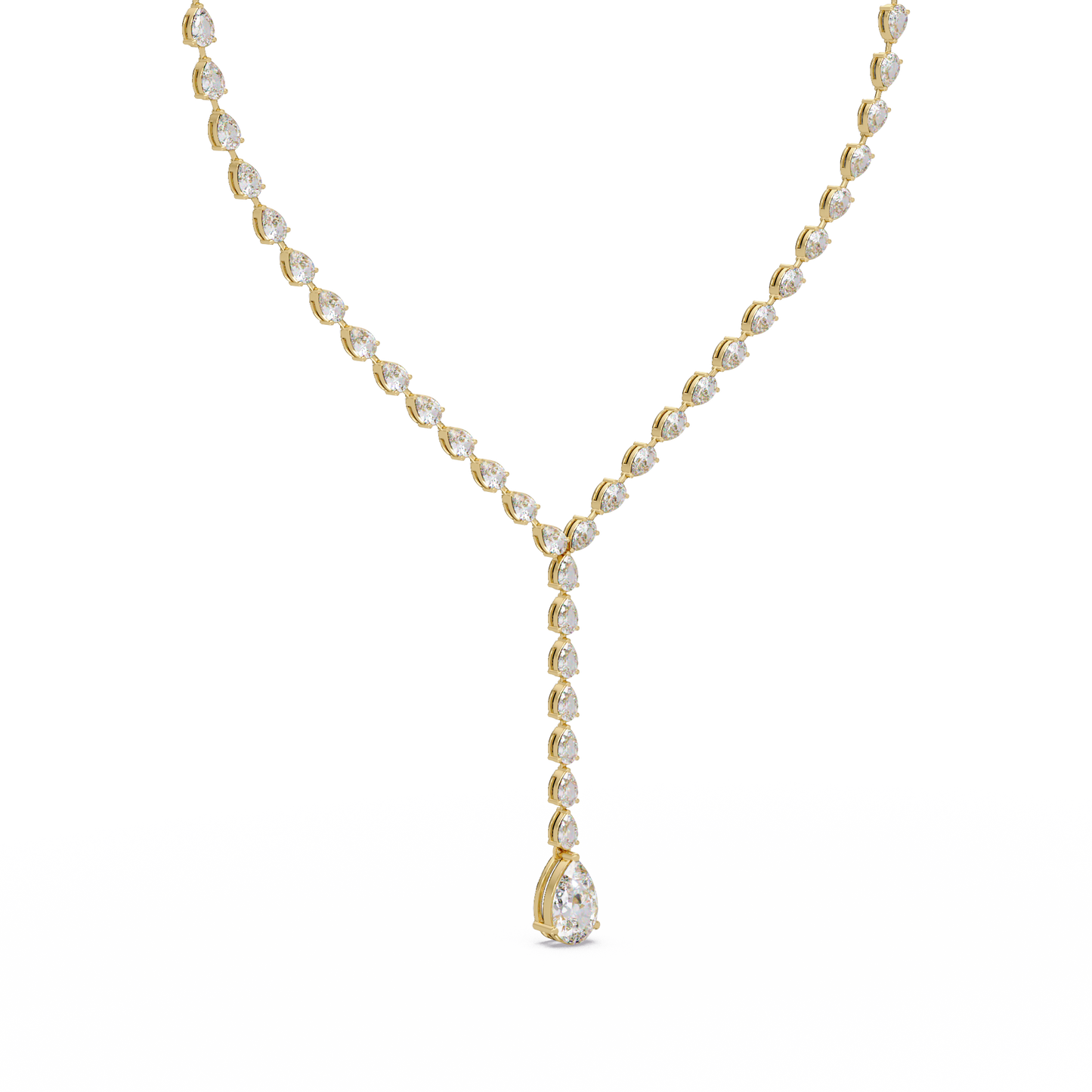 14k Yellow Gold Pear Tennis Lab Grown Diamond Necklace - HIGHCARAT DIAMONDS