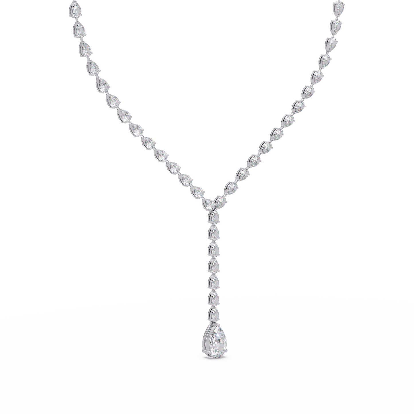 14k Yellow Gold Pear Tennis Lab Grown Diamond Necklace - HIGHCARAT DIAMONDS