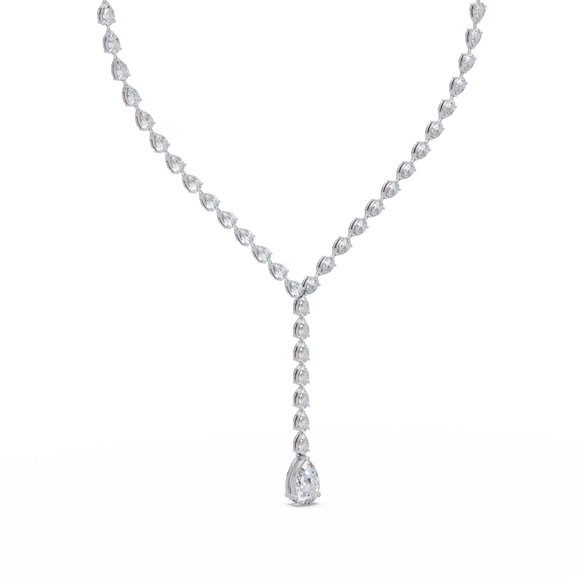 14k Yellow Gold Pear Tennis Lab Grown Diamond Necklace - HIGHCARAT DIAMONDS