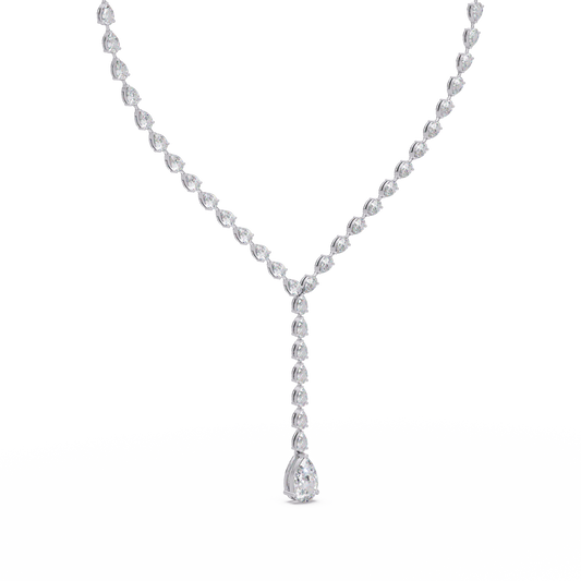 14k Yellow Gold Pear Tennis Lab Grown Diamond Necklace - HIGHCARAT DIAMONDS