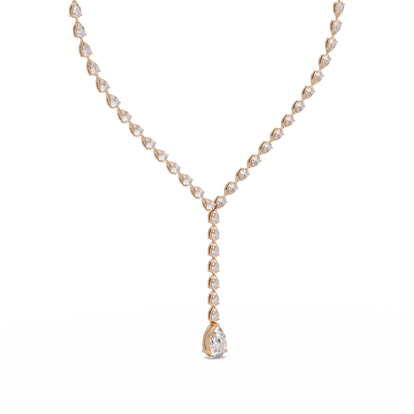 14k Yellow Gold Pear Tennis Lab Grown Diamond Necklace - HIGHCARAT DIAMONDS