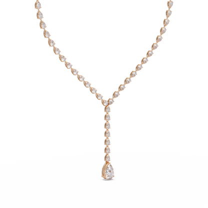 14k Yellow Gold Pear Tennis Lab Grown Diamond Necklace - HIGHCARAT DIAMONDS