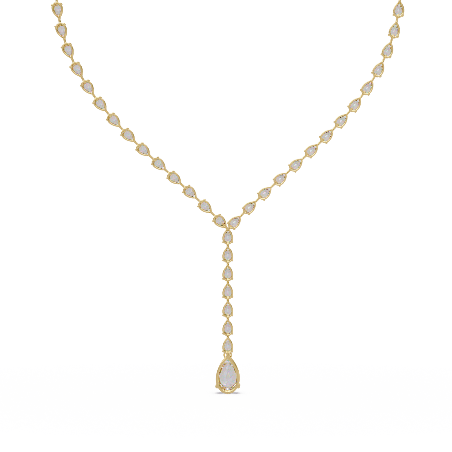 14k Yellow Gold Pear Tennis Lab Grown Diamond Necklace - HIGHCARAT DIAMONDS