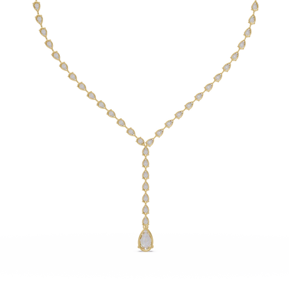 14k Yellow Gold Pear Tennis Lab Grown Diamond Necklace - HIGHCARAT DIAMONDS