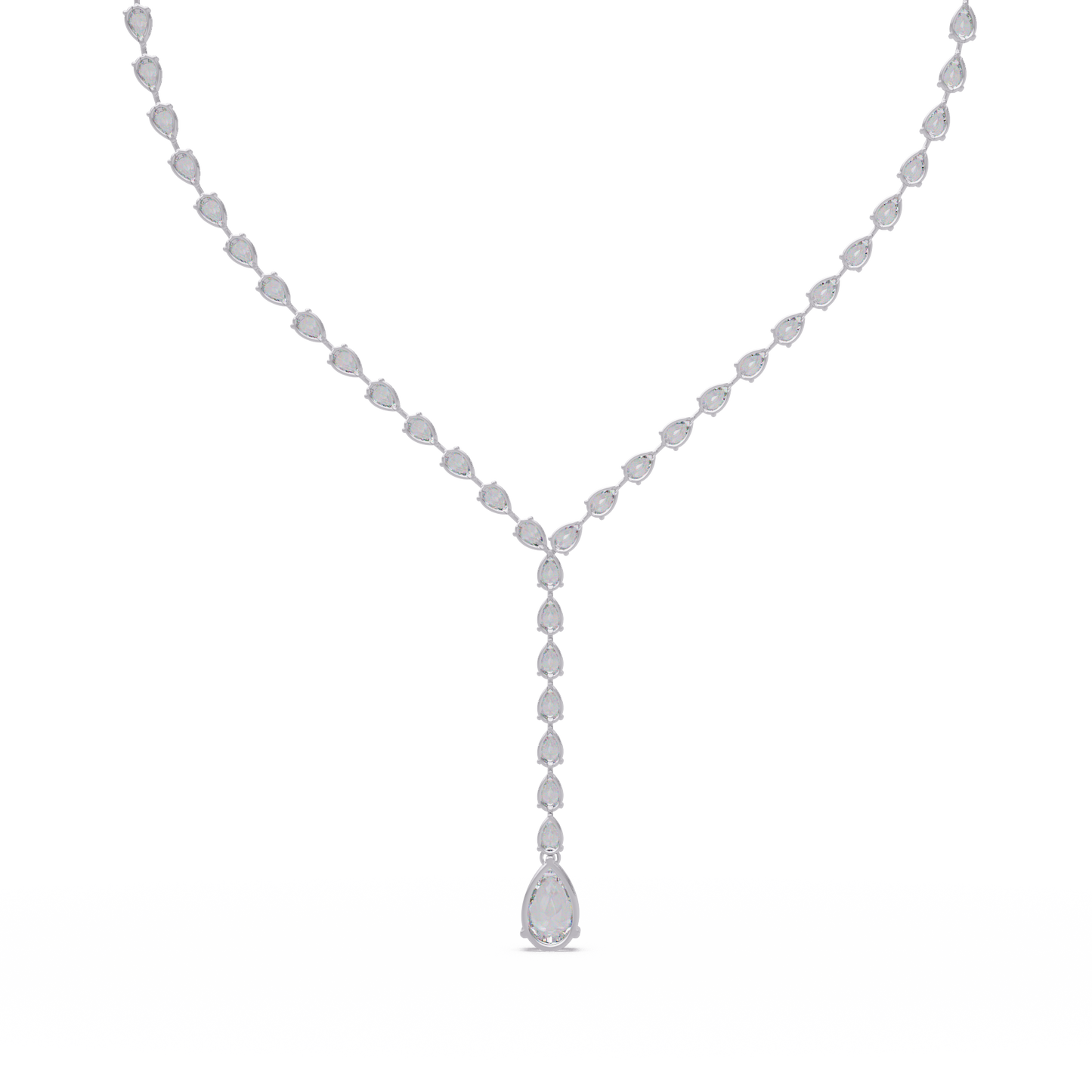 14k Yellow Gold Pear Tennis Lab Grown Diamond Necklace - HIGHCARAT DIAMONDS