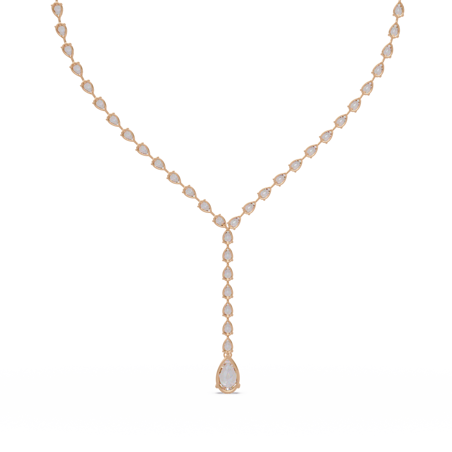 14k Yellow Gold Pear Tennis Lab Grown Diamond Necklace - HIGHCARAT DIAMONDS